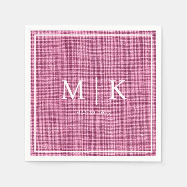 Serviette En Papier Minimal et chic | Mariage de tissu Denim rose (Devant)