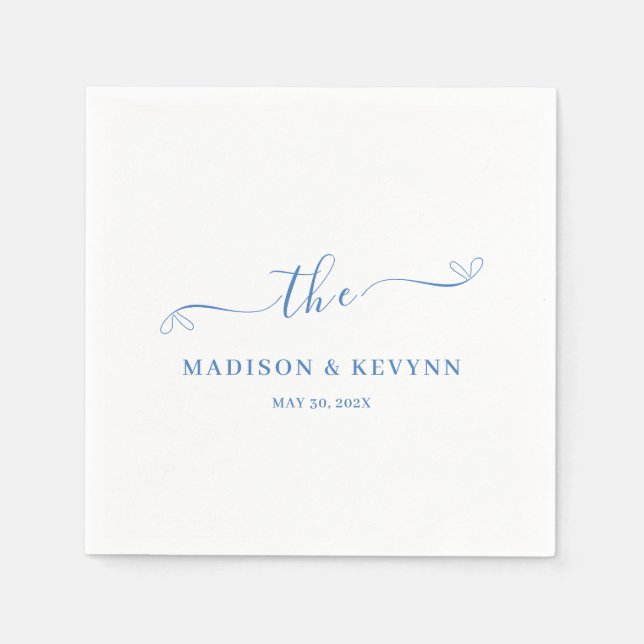 Serviette En Papier Minimal et chic | Naples Mariage bleu (Devant)