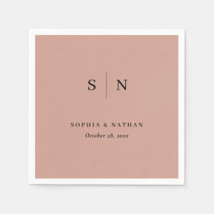 Serviette En Papier Minimal et chic   Terracotta et Mariage noir