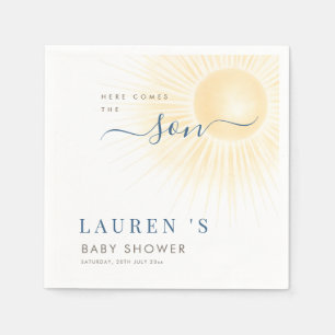 Serviette En Papier Minimal Fête de Bébé Garçon Voici que Vient le Fil