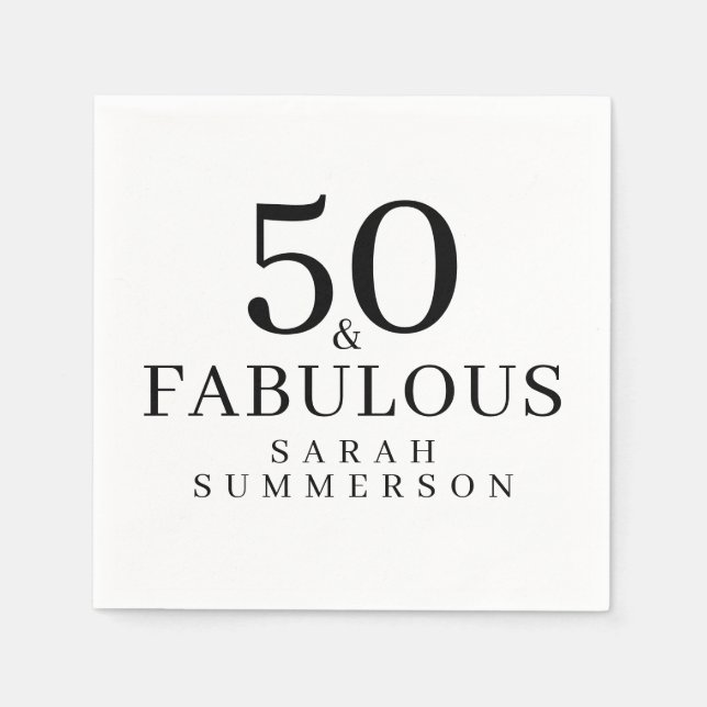 Serviette En Papier Minimal Fifty and Fabulous 50th Birthday Party (Devant)