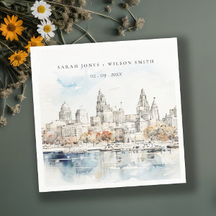 Serviette En Papier Minimal Kansas City Missouri Watercolor Mariage
