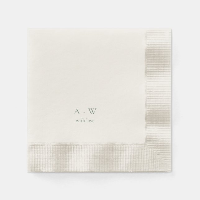 Serviette En Papier Minimal Monogram Wedding Napkins – with Love (Devant)