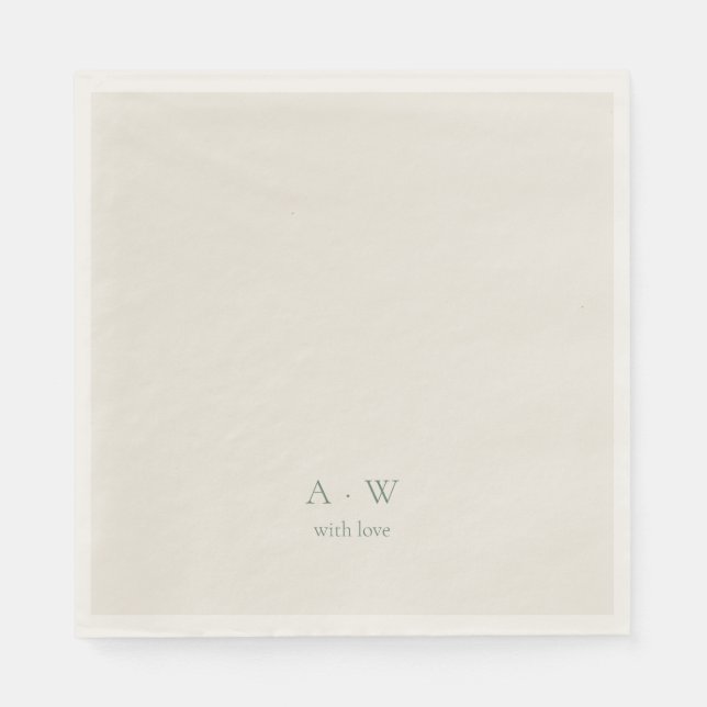 Serviette En Papier Minimal Monogram Wedding Napkins – with Love (Devant)