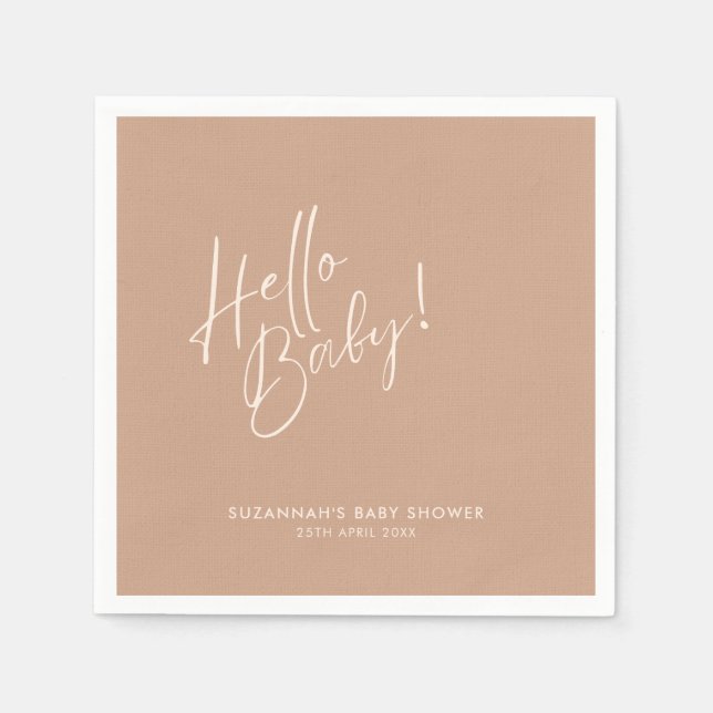 Serviette En Papier Minimal Neutral Modern Baby Shower (Devant)