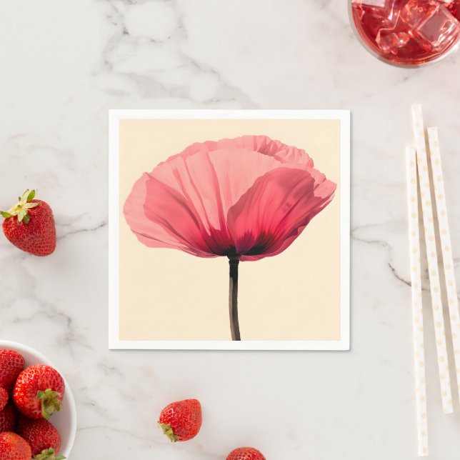 Serviette En Papier Minimalisme de fleurs de Poppy Pastel (En situation)