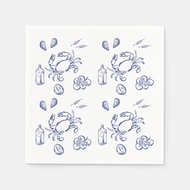 Serviette En Papier Minimalisme de fruits de mer (Devant)