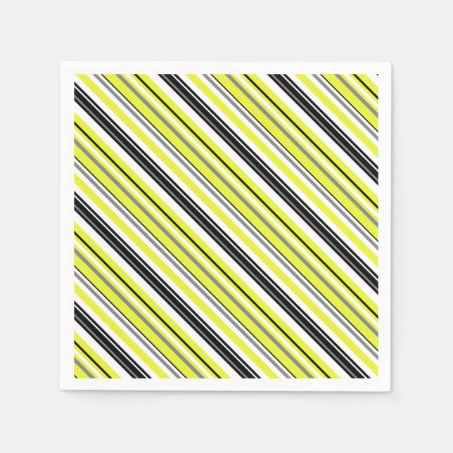 Serviette En Papier Minimalisme Jaune Bandes Noires (Devant)