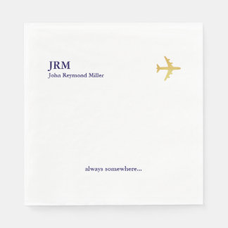 Serviette En Papier Minimalist Airplane Airline Party White