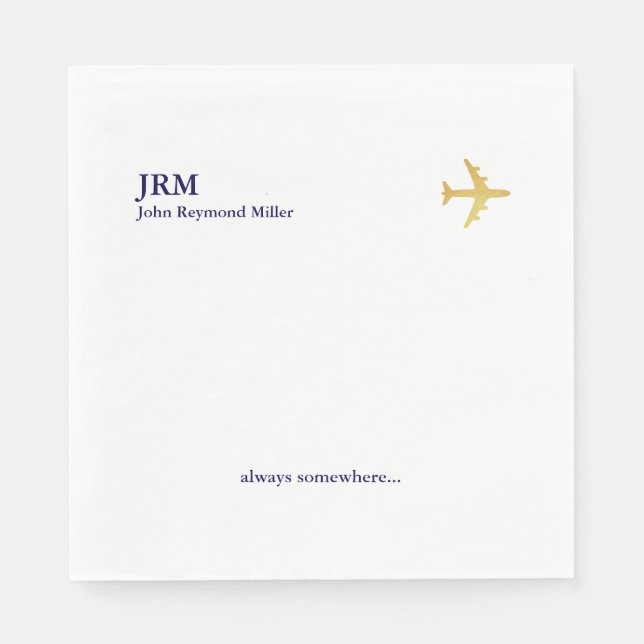 Serviette En Papier Minimalist Airplane Airline Party White (Devant)