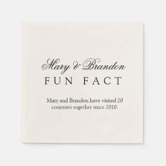 Serviette En Papier Minimalist Black and White Fun Fact Wedding