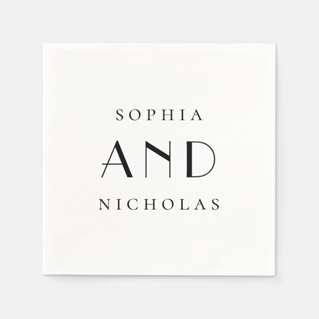 Serviette En Papier Minimalist Black & White Wedding | Simple Clean (Devant)