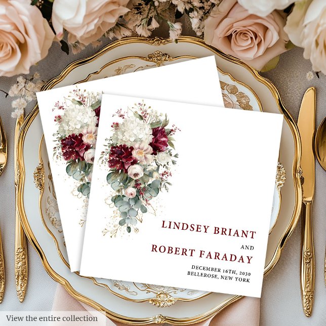 Serviette En Papier Minimalist Boho Burgundy Gold Rose Paper Napkins (Minimalist Boho Burgundy Gold Rose Paper Napkin)