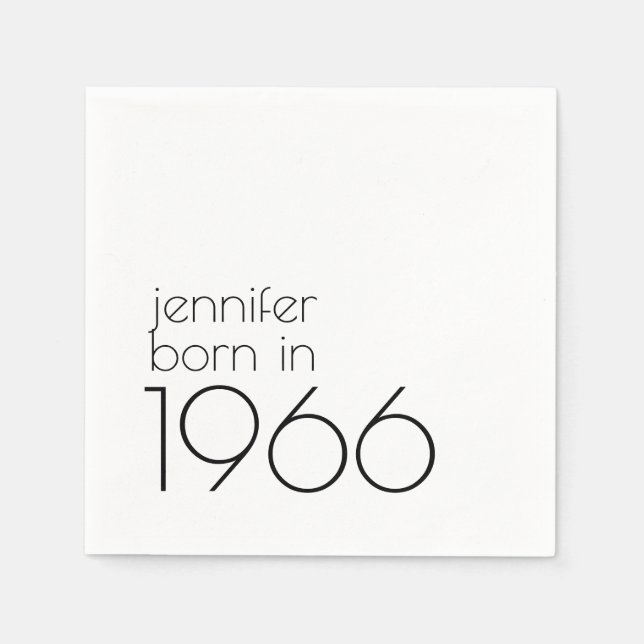 Serviette En Papier Minimalist Born in 1956 Black 60th Birthday Party (Devant)