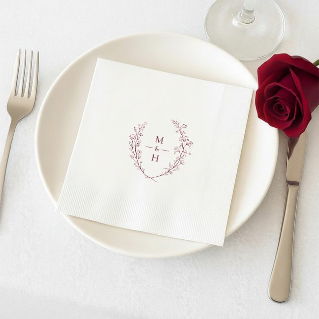 Serviette En Papier Minimalist Botanical Monogram Wedding Party (Créateur téléchargé)