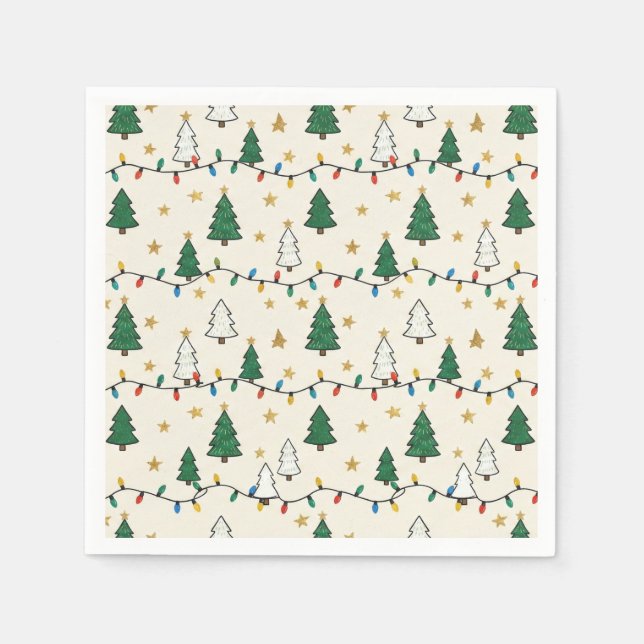 Serviette En Papier Minimalist Christmas Tree Lights Pattern Party (Devant)