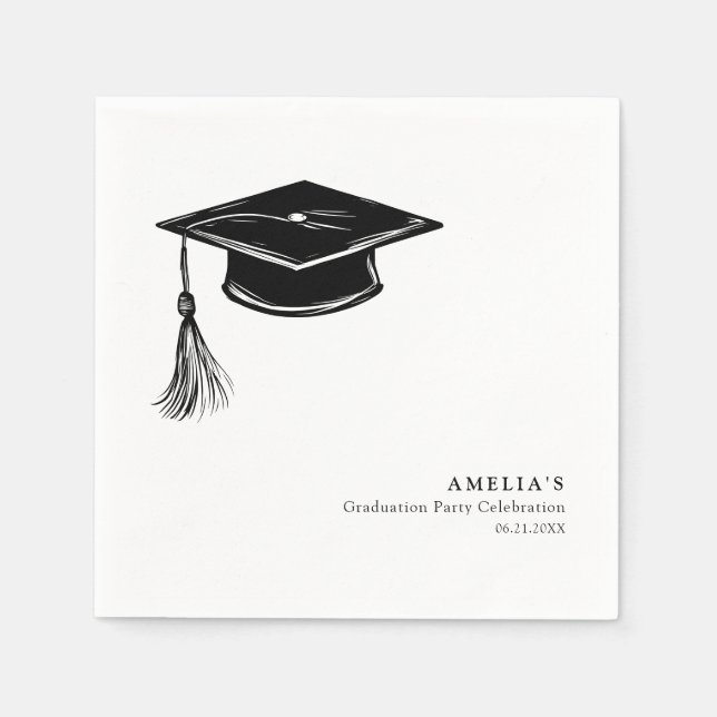 Serviette En Papier Minimalist Graduation Cap Grad Party (Devant)