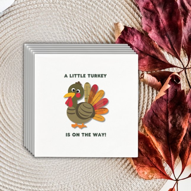 Serviette En Papier Minimalist Little Turkey Baby Shower (Créateur téléchargé)