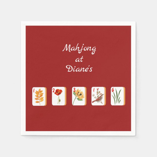 Serviette En Papier Minimalist Mahjong Flower Tiles Paper Napkin (Devant)