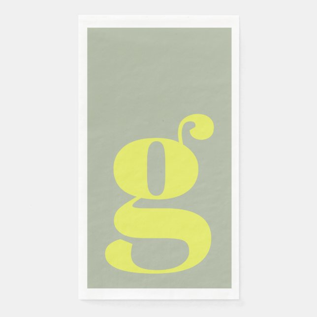 Serviette En Papier Minimalist Monogram Initial Bold Sage Chartreuse (Devant)