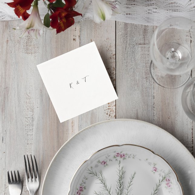 Serviette En Papier Minimalist Monogram Wedding Cocktail Napkins (Créateur téléchargé)