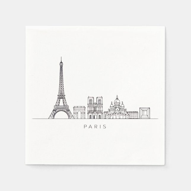 Serviette En Papier Minimalist Paris Skyline Line Art (Devant)