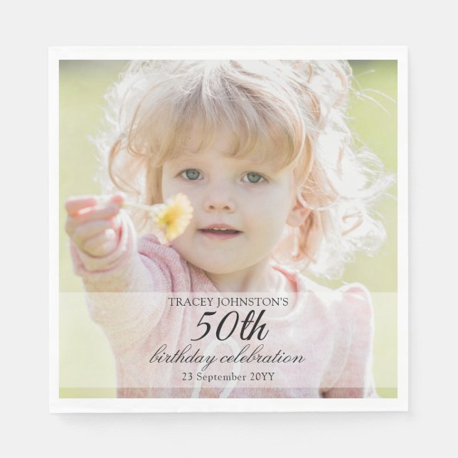Serviette En Papier Minimalist Photo 50th Birthday (Devant)