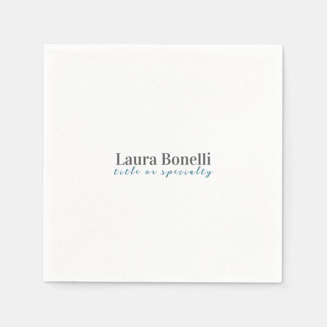 Serviette En Papier Minimalist Professional Modern Plain Name Title (Devant)