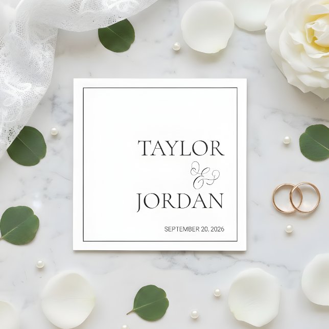 Serviette En Papier Minimalist Serif Typography Script Wedding Custom (Créateur téléchargé)