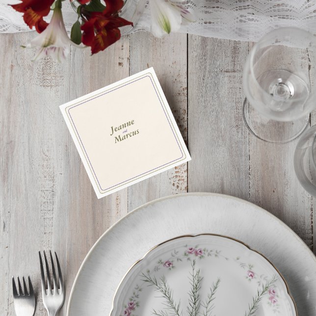 Serviette En Papier Minimalist Wedding Napkin with Names (Créateur téléchargé)