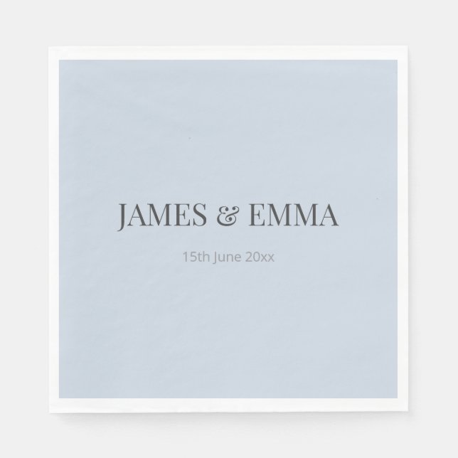 Serviette En Papier Minimalist Wedding Napkins | Dusky Blue (Devant)