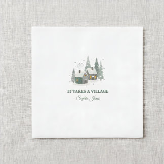 Serviette En Papier Minimalist Winter "It Takes a Village" baby shower