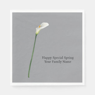 Serviette En Papier Minimaliste Élégant Blanc Lys Calla Mariage
