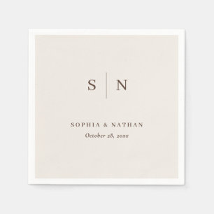 Serviette En Papier Minimaliste et Chic Mariage Neutre Blanc Crèmeux