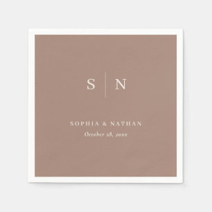 Serviette En Papier Minimaliste et Chic Taupe et Crème Mariage