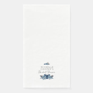 Serviette En Papier Minimaliste Floral Bleu Poussiéreux et Navy