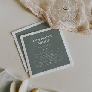 Serviette En Papier Minimaliste Forme Green Trivia Fun Facts Mariage