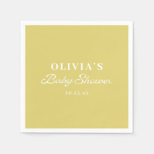 Serviette En Papier Minimaliste Jaune Rétro Écriture Baby Shower Perso