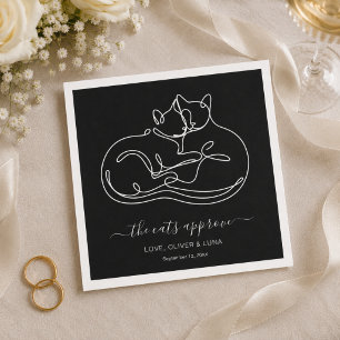 Serviette En Papier Minimaliste Les Chats Approuvent Mariage Personnal