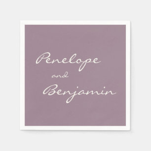 Serviette En Papier Minimaliste mariage personnalisé écriture prune vi