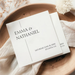 Serviette En Papier Minimaliste minimaliste simple Mariage noir blanc