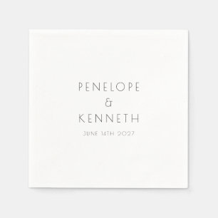 Serviette En Papier Minimaliste moderne blanc Mariage simple personnal