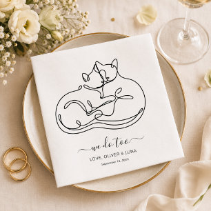 Serviette En Papier Minimaliste Nous aussi Mariage de chats de compagn