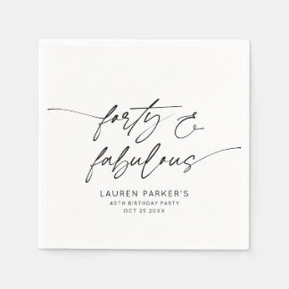 Serviette En Papier Minimaliste Quarante et Incroyable Fête d'annivers