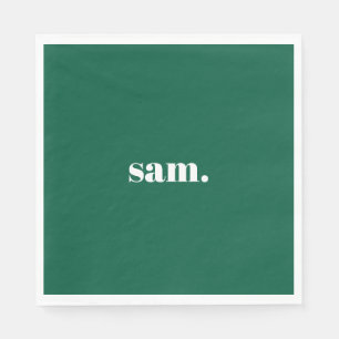 Serviette En Papier Minimaliste texte personnalisé gras vert