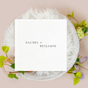 Serviette En Papier Minimaliste traditionnel Simple mariage noir blanc