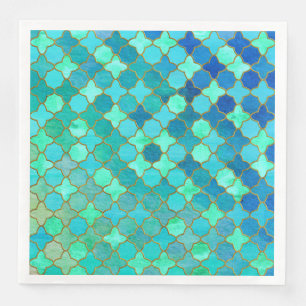 Serviette En Papier Mint Aqua Turquoise Gold Oriental Marocain Carrela