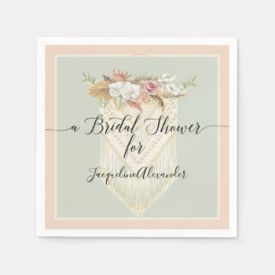 Serviette En Papier Mint Blush Pampas Grass Floral Vert Bridal