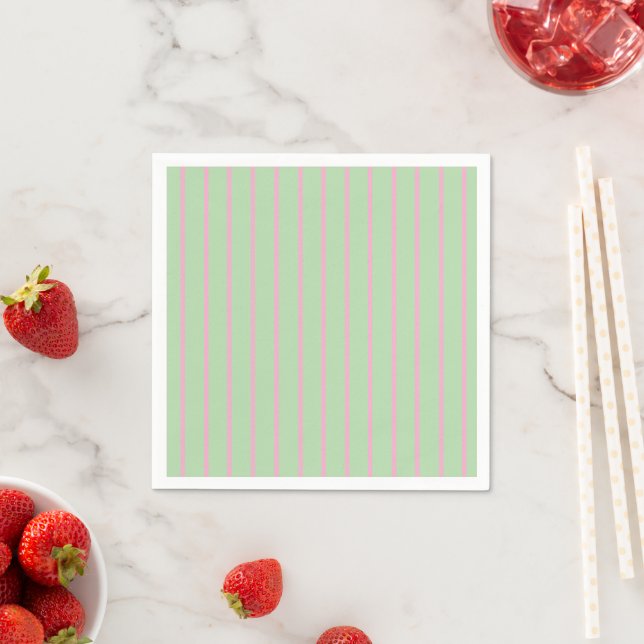Serviette En Papier Mint Green and Light Pink Striped Light Wall Plate (En situation)