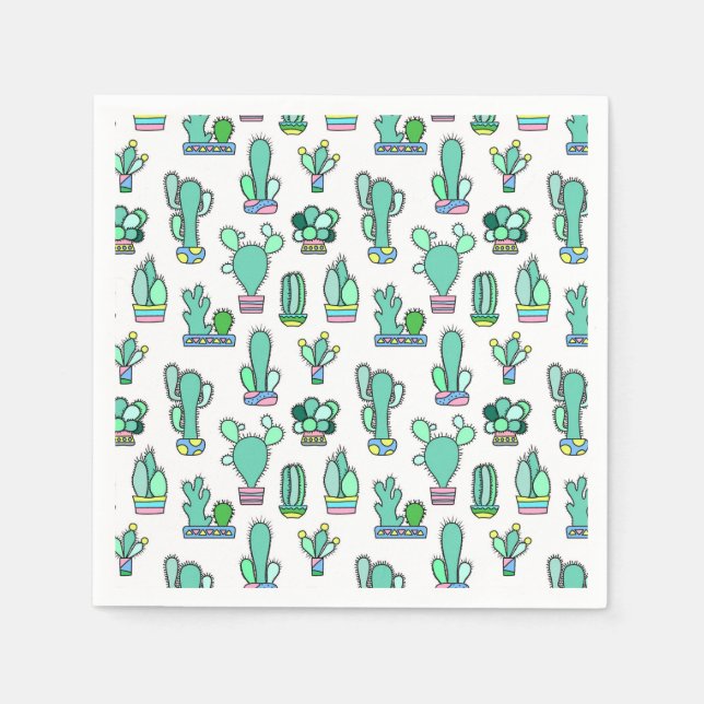 Serviette En Papier Mint Green Cactus & Succulent Plant (Devant)